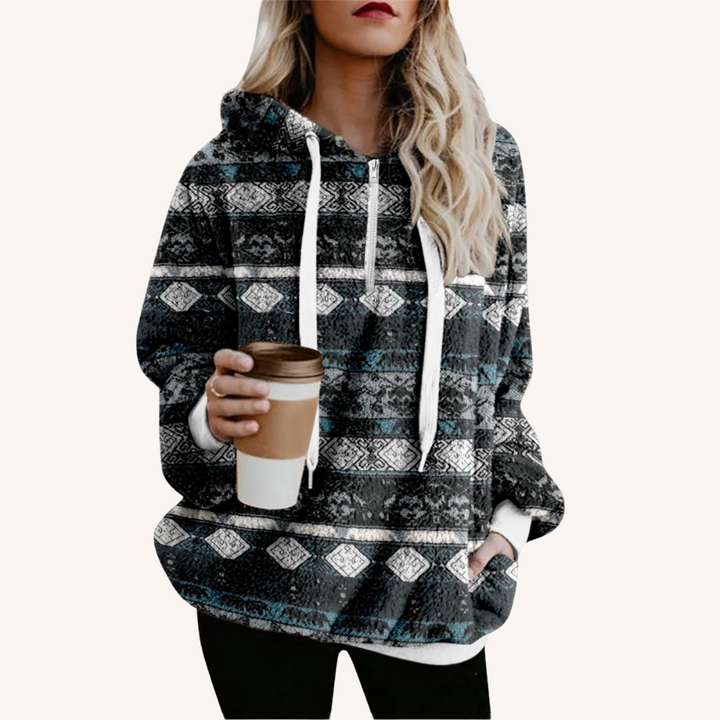 Kori |  Ethnic Print Fleece Sweatshirt