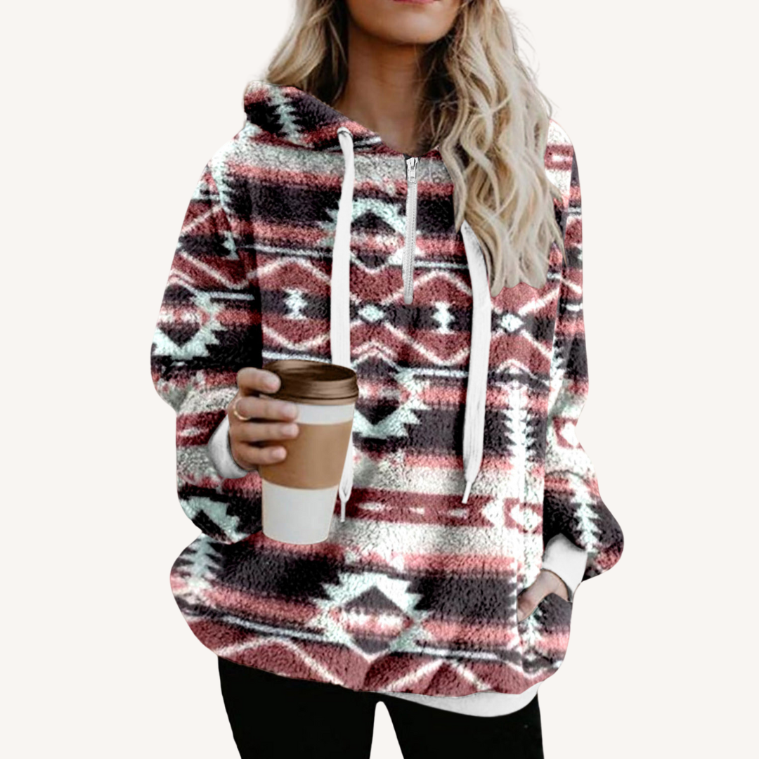 Kori |  Ethnic Print Fleece Sweatshirt