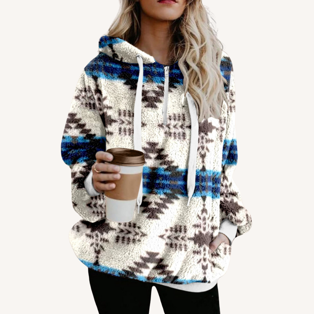 Kori |  Ethnic Print Fleece Sweatshirt